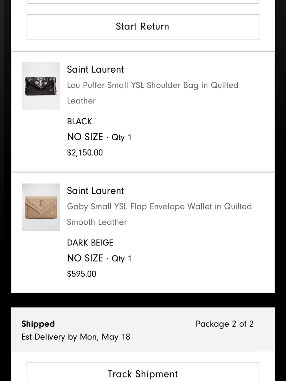 Saint Laurent Quilted Envelope Wallet in Taupe with Gold Hardware - Picture 8 of 8